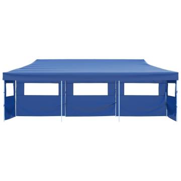 Folding Pop-up Party Tent 3x9m Blue with 5 Sidewalls