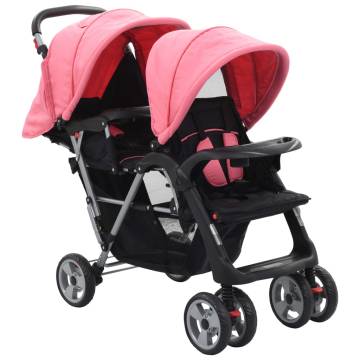 Tandem Stroller Pink & Black Steel - Comfortable & Durable