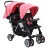 Tandem Stroller Pink and Black Steel Colour pink 