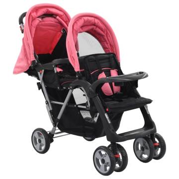 Tandem Stroller Pink & Black Steel - Comfortable & Durable