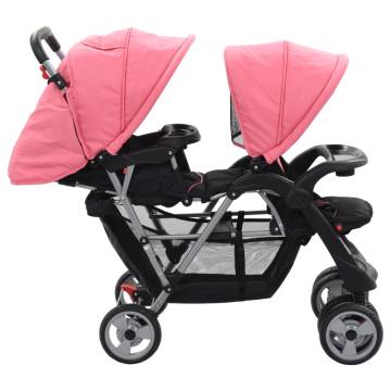 Tandem Stroller Pink & Black Steel - Comfortable & Durable