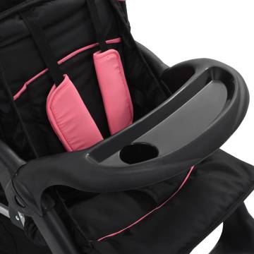 Tandem Stroller Pink & Black Steel - Comfortable & Durable