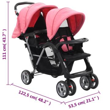 Tandem Stroller Pink & Black Steel - Comfortable & Durable