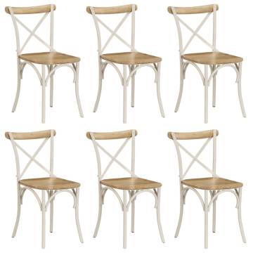 Cross Chairs Set - 6 pcs White Solid Mango Wood | Hipomarket