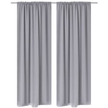 2 Pcs Grey Slot-Headed Blackout Curtains 135x245 cm - Hipo Market