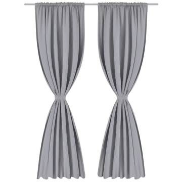 2 Pcs Grey Slot-Headed Blackout Curtains 135x245 cm - Hipo Market