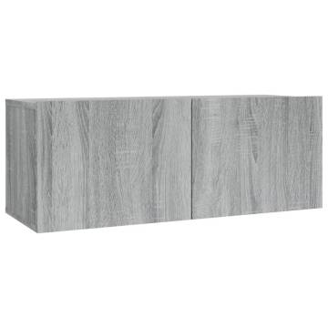 2 Piece TV Cabinet Set - Grey Sonoma Engineered Wood