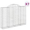 Arched Gabion Baskets - 7 pcs Galvanised Iron | HipoMarket UK