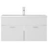 Stylish Sink Cabinet with Built-in Basin - White & Oak