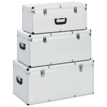 3 Pcs Silver Aluminium Storage Cases - Portable & Stylish