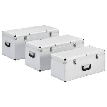 3 Pcs Silver Aluminium Storage Cases - Portable & Stylish