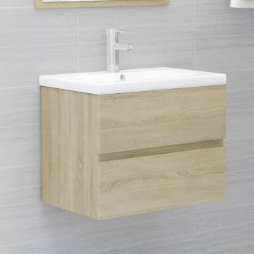 Sonoma Oak Sink Cabinet with Built-in Basin | Hipomarket