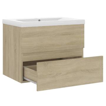 Sonoma Oak Sink Cabinet with Built-in Basin | Hipomarket