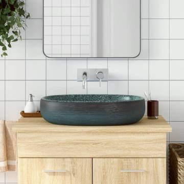 Turquoise Oval Countertop Basin - 59x40 cm Ceramic Luxury