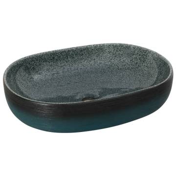 Turquoise Oval Countertop Basin - 59x40 cm Ceramic Luxury