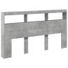 Modern LED Headboard Cabinet Concrete Grey | HipoMarket