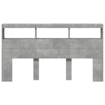 Modern LED Headboard Cabinet Concrete Grey | HipoMarket