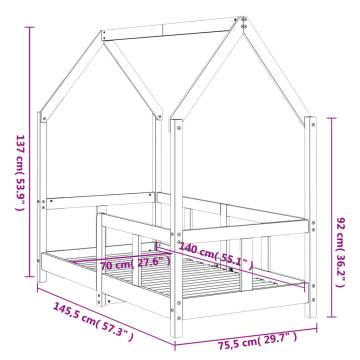 Kids Bed Frame 70x140 cm - Solid Pine Wood | HipoMarket