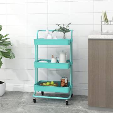 3-Tier Kitchen Trolley Turquoise | Space-Saving & Durable