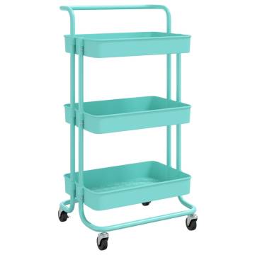 3-Tier Kitchen Trolley Turquoise | Space-Saving & Durable