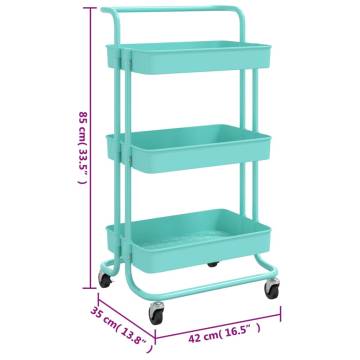 3-Tier Kitchen Trolley Turquoise | Space-Saving & Durable