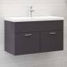 Sink Cabinet with Built-in Basin High Gloss Grey Engineered Wood Colour high gloss grey Size 80 x 38.5 x 46 cm Quantity in Package 1 Model with faucet & drain 