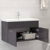 High Gloss Grey Sink Cabinet with Built-in Basin | Hipo Market