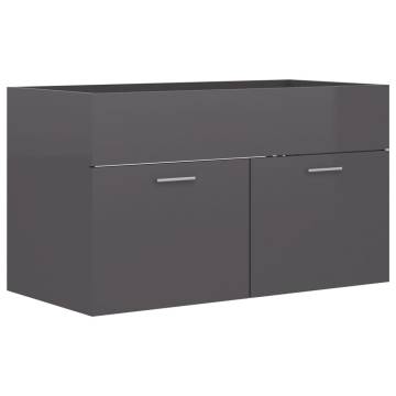 High Gloss Grey Sink Cabinet with Built-in Basin | Hipo Market