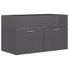 High Gloss Grey Sink Cabinet with Built-in Basin | Hipo Market