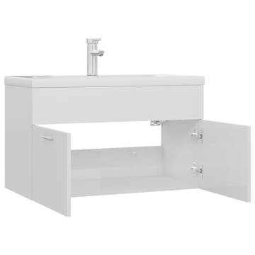 High Gloss White Sink Cabinet with Basin | Hipomarket