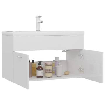 High Gloss White Sink Cabinet with Basin | Hipomarket