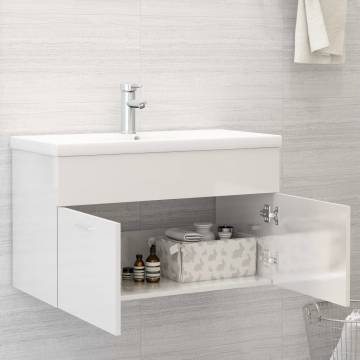 High Gloss White Sink Cabinet with Basin | Hipomarket