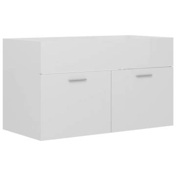 High Gloss White Sink Cabinet with Basin | Hipomarket