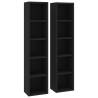 Stylish Black CD Cabinets - 2 pcs, Space-Saving Design