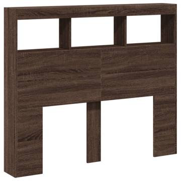 Headboard Cabinet with LED Brown Oak 120x17x102 cm