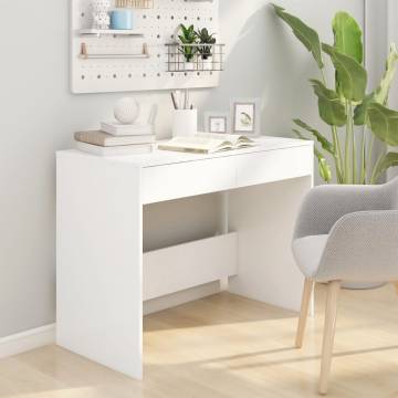 Desk White 101x50 cm - Stylish Engineered Wood Workstation