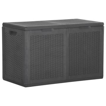 Garden Storage Box 180L Black PP Rattan - Weather Resistant