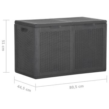 Garden Storage Box 180L Black PP Rattan - Weather Resistant