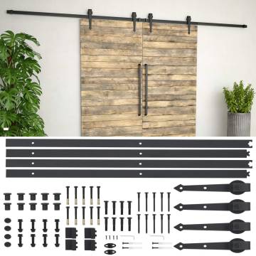 Sliding Door Hardware Kit 2x183 cm Steel Black - Hipo Market