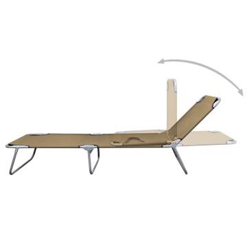 Foldable Sunlounger with Adjustable Backrest – Taupe