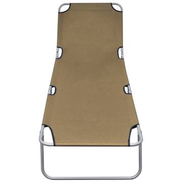 Foldable Sunlounger with Adjustable Backrest – Taupe