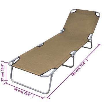 Foldable Sunlounger with Adjustable Backrest – Taupe