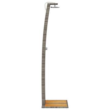 Stylish Grey Outdoor Shower - Poly Rattan & Acacia Wood