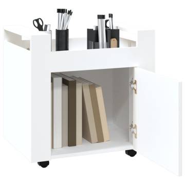 Desk Trolley White 60x45x60 cm - Engineered Wood Storage