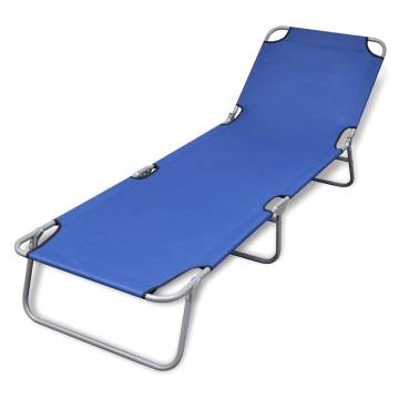 Folding Sun Lounger - Durable Blue Steel, Adjustable Backrest