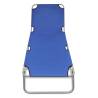 Folding Sun Lounger - Durable Blue Steel, Adjustable Backrest