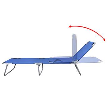 Folding Sun Lounger - Durable Blue Steel, Adjustable Backrest