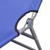 Folding Sun Lounger - Durable Blue Steel, Adjustable Backrest