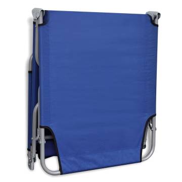 Folding Sun Lounger - Durable Blue Steel, Adjustable Backrest