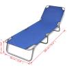 Folding Sun Lounger - Durable Blue Steel, Adjustable Backrest